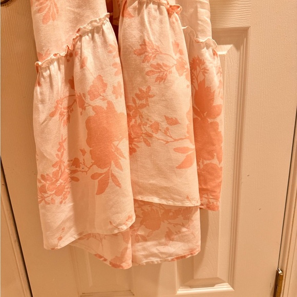 Saks Fifth Avenue Floral Pink and White Belted Linen Sundress - Picture 5 of 6
